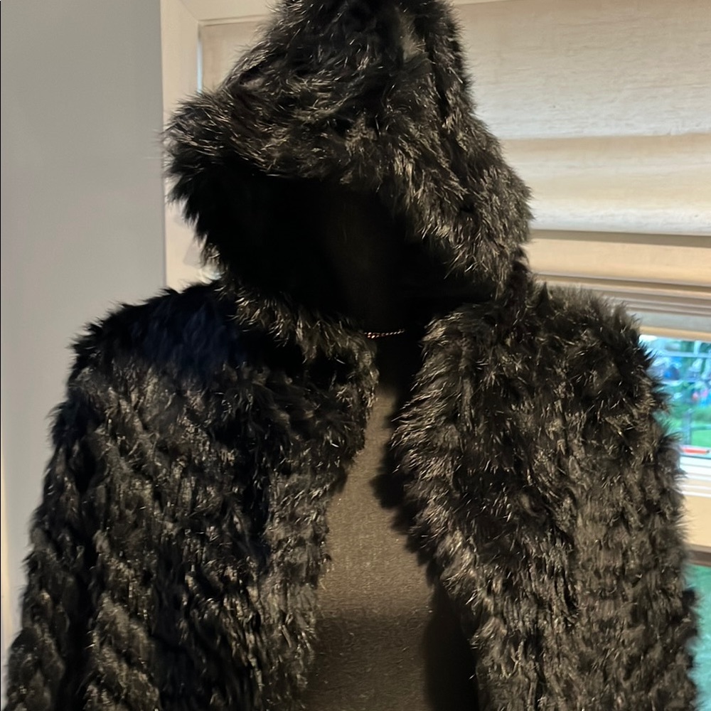 Marc Jacobs Rabbit Fur Black Teddy Jacket - size Small